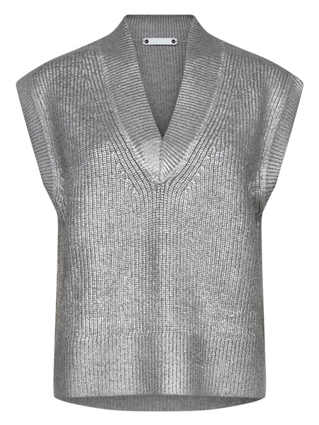 Silver Knit Plated Tank by Co Couture