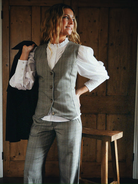 Grey Check Waistcoat by Black Colour