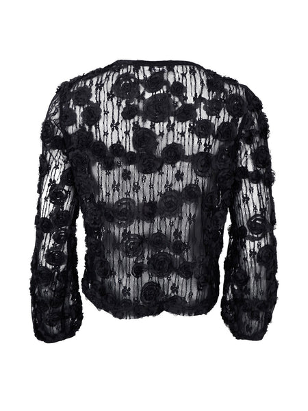 Rosette Lace Black Blouse By Black Colour