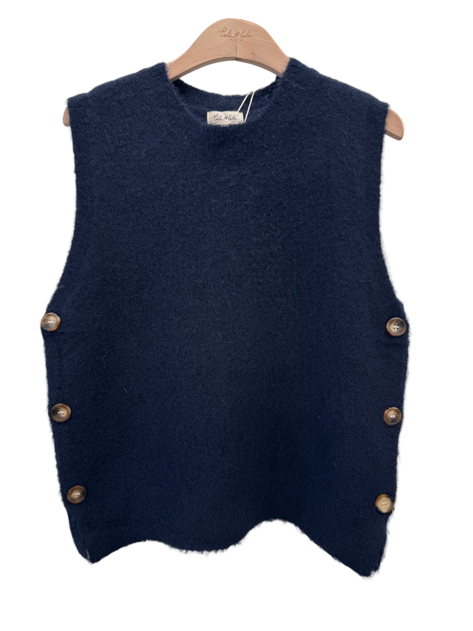 Navy Button Side Tank by Lili and Lala