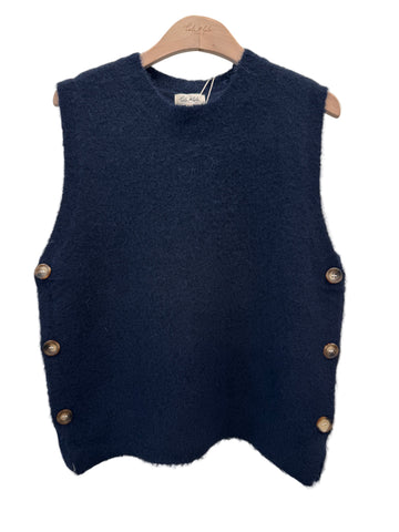 Navy Button Side Tank by Lili and Lala