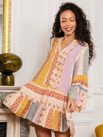 Pastel Patchwork Boho Dress by Last Queen