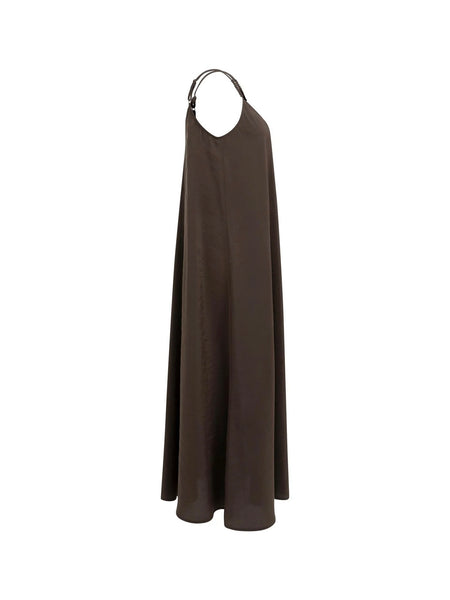 Chocolate Maxi Shoe String Strap Sundress by Yaya