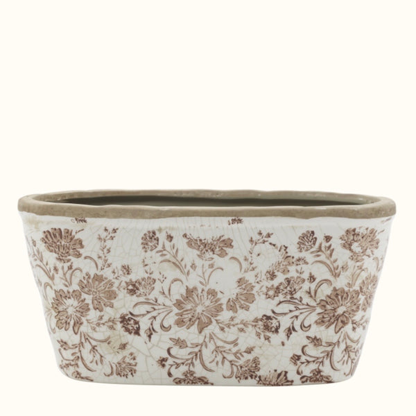 Vintage Floral Plant Planter by Chic Antique
