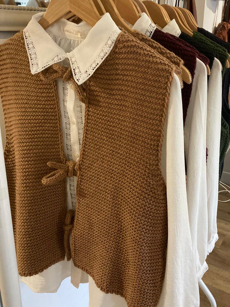 Camel Tie Knitted Gilet by An’ge