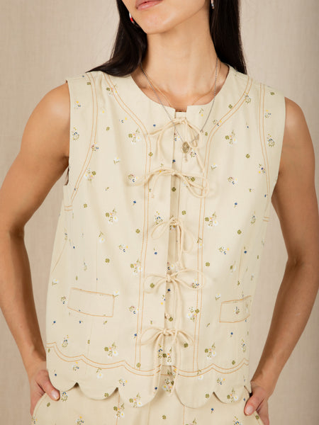 Cream Floral Benny Waistcoat by Bonte