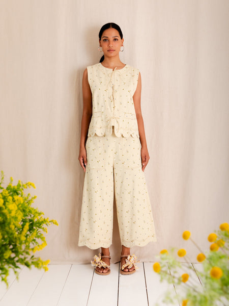 Cream Floral Benny Waistcoat by Bonte