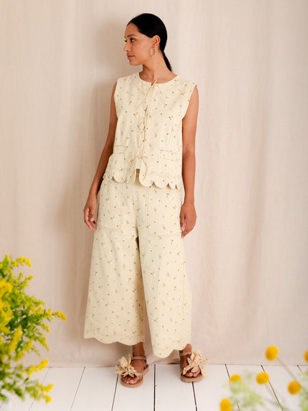 Cream Floral Benny Waistcoat by Bonte