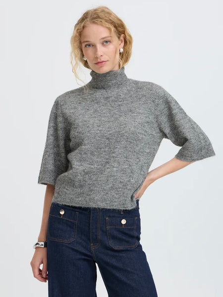 Grey Melange Turtle Neck Jumper by B.Young