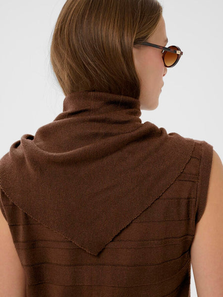 Cappuccino Sleeveless Tank With Scarf By Soaked