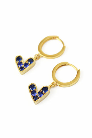 Blue Gemstone Heart Earrings by My Doris