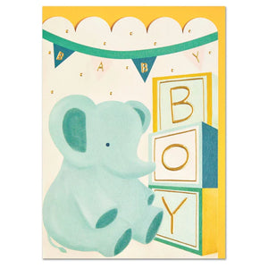 Baby Boy Elephant Card by Raspberry Blossom