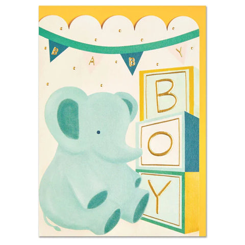 Baby Boy Elephant Card by Raspberry Blossom