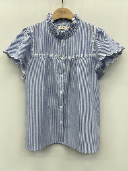 Navy Stripe Smock Detail Blouse By Lili and Lala