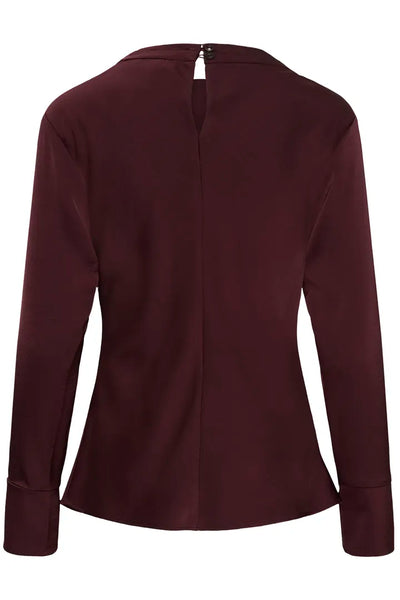 Burgundy Cowl Neck Satin Top By Saint Tropez