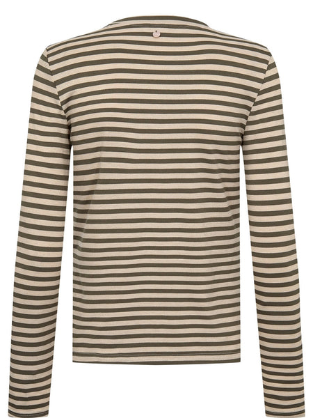 Khaki Striped T-Shirt By Nümph