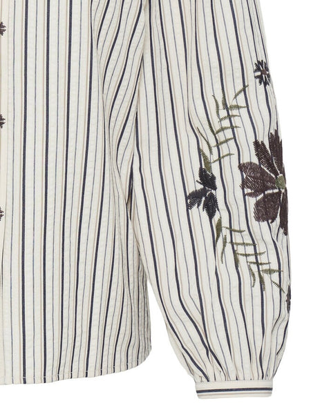 Chocolate Stripe Embroidery Blouse by B Young
