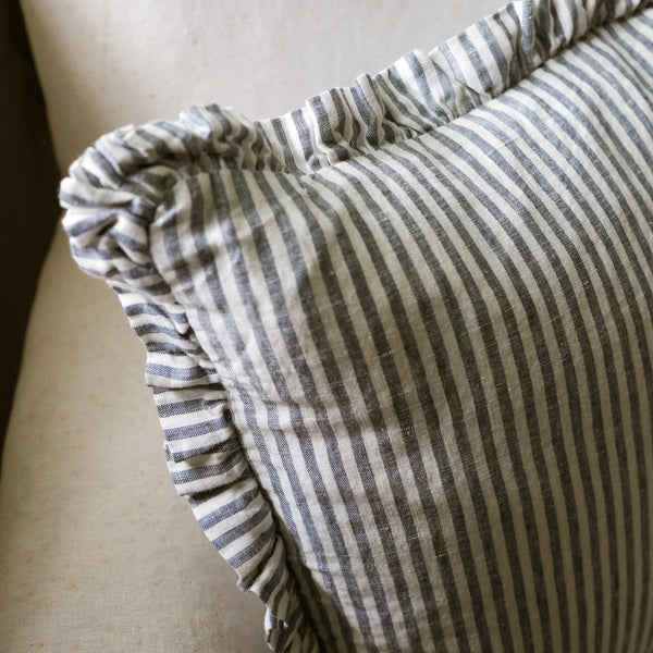 Washed Stripe Linen Cushion 40x40cm