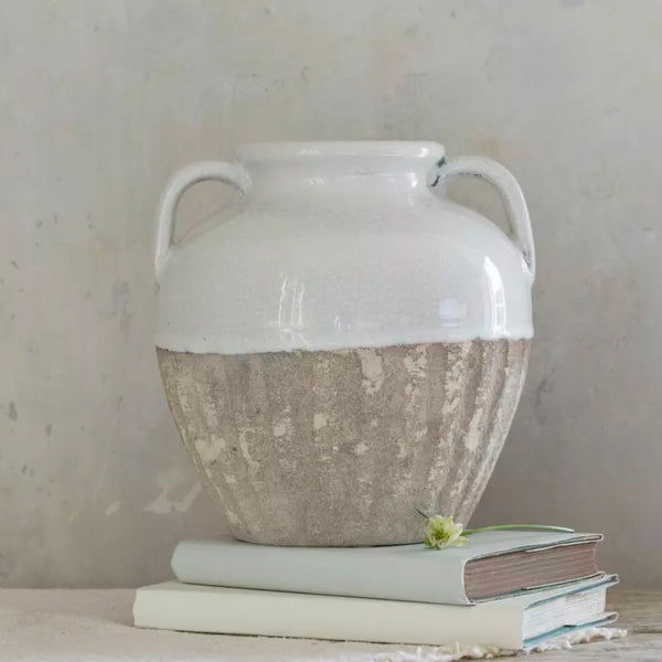 Vase With Handles White Small