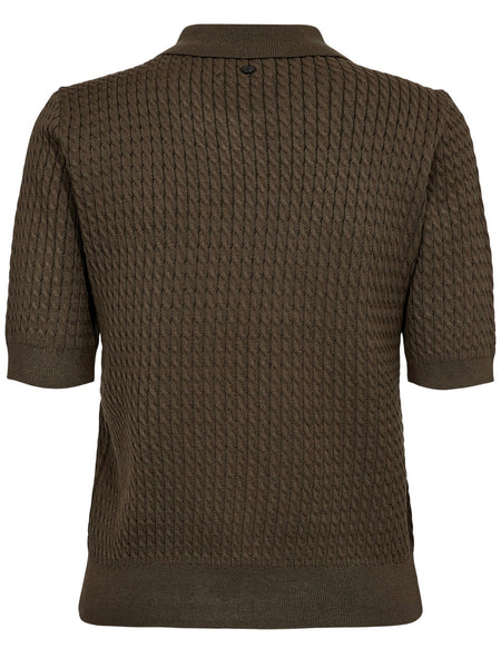Khaki Short Sleeve Knitted Polo By Nümph