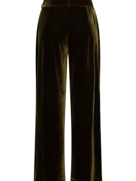 Olive Super Luxe Velvet Trousers By B.Young