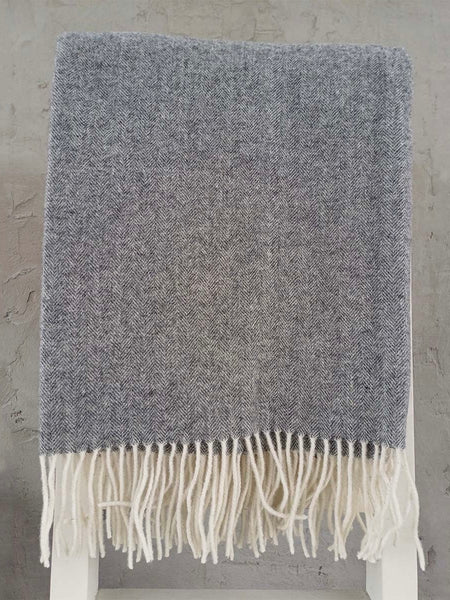 Soft Grey Pure Wool Throw