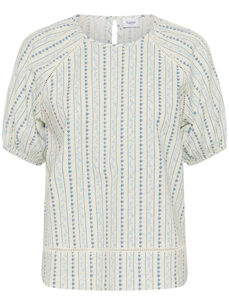 Blue Floral Boxy Blouse By Saint Tropez