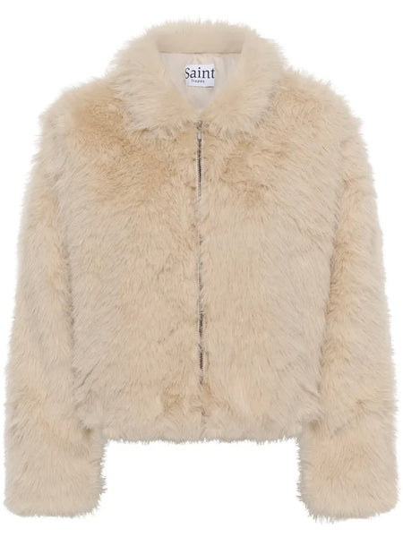 Cream Faux Fur Jacket By Saint Tropez