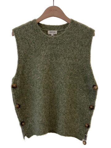 Khaki Marl Button Side Tank by Lili and Lala