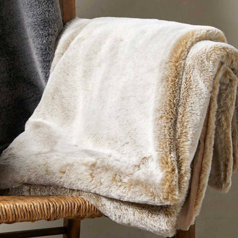 Tipped Faux Fur Throw Caramel