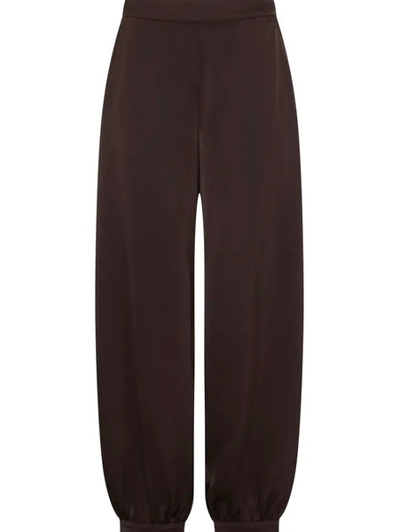 Chocolate Satin Balloon Pants By B Young