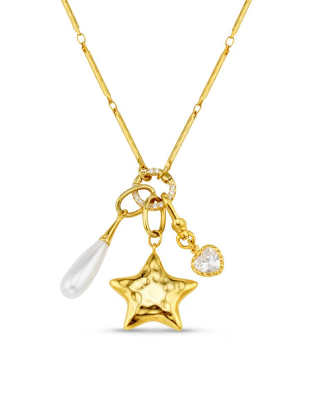 Mixed Charm Long Cluster Necklace