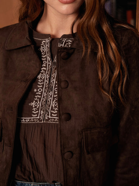Chocolate Suede Jacket by Oraije