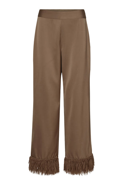 Walnut Feather Satin Trousers by Co Couture