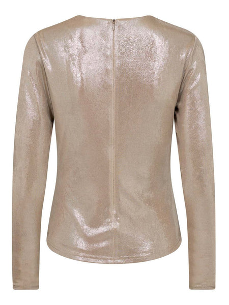 Champagne Jersey Lurex Blouse by Co’Couture