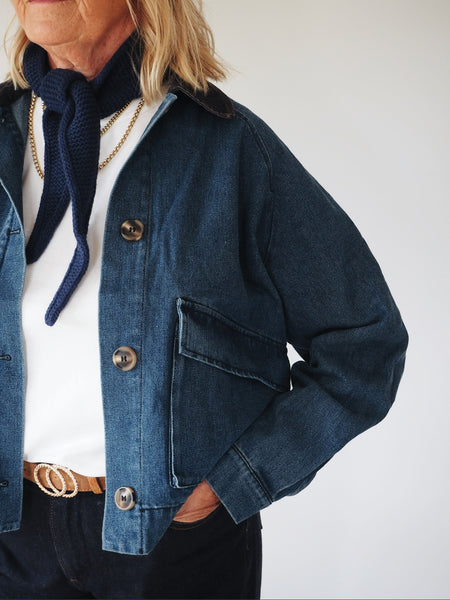 Baby Cord Collar Denim Barn Jacket by Calie