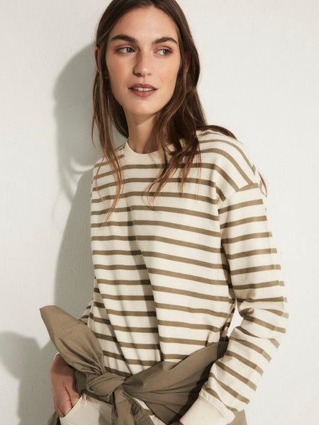 Olive/EcruStriped Sweat Shirt by Ese O Ese