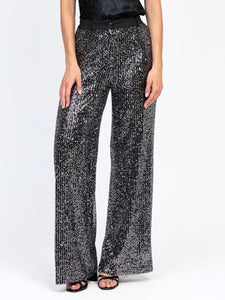 Black Sequin Wide Trousers by An’ge