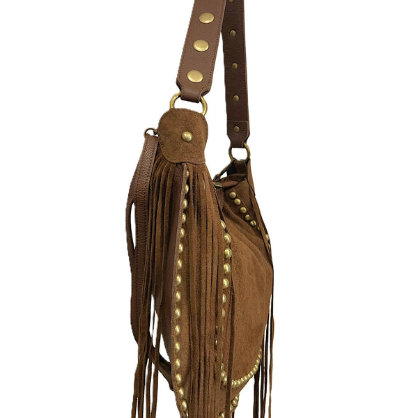 Tan Leather Fringe Bag