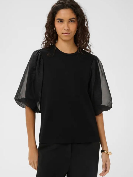Black Georgette Sleeve Top By Soaked