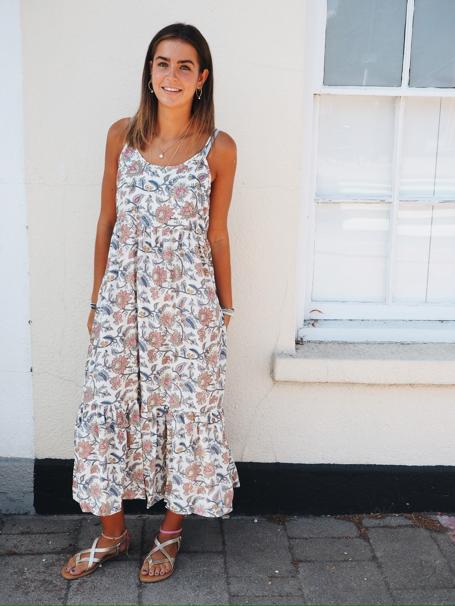 White Breeze Boho Strap Maxi Dress By Black Colour