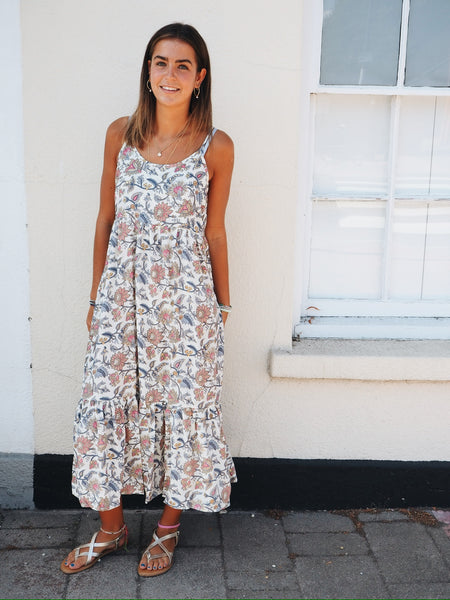 White Breeze Boho Strap Maxi Dress By Black Colour