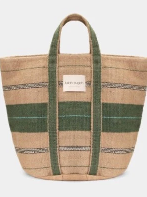 Green Stripe Jute Bag By Fullah Sugah