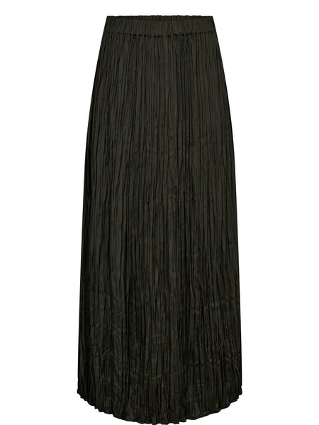 Khaki Crinkle Maxi Skirt By Nümph