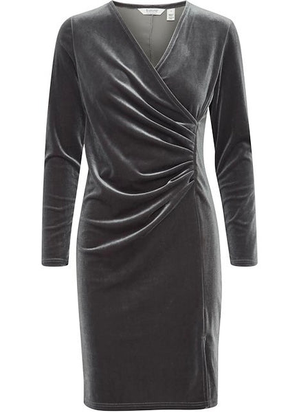 Grey Velvet Wrap Dress by B Young