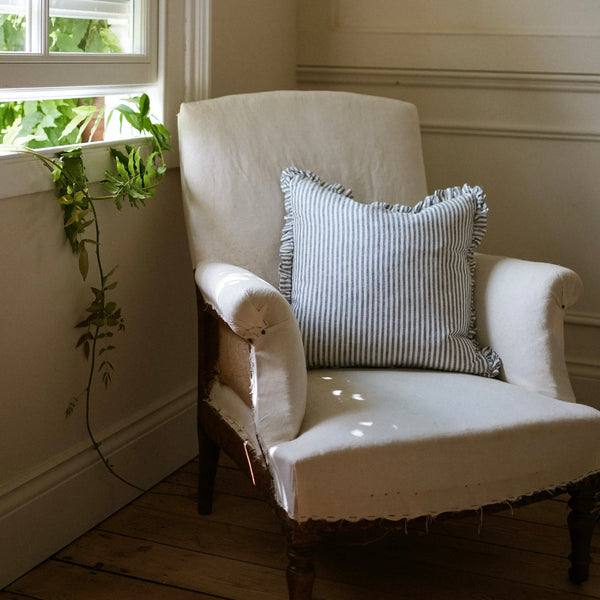 Washed Stripe Linen Cushion 40x40cm