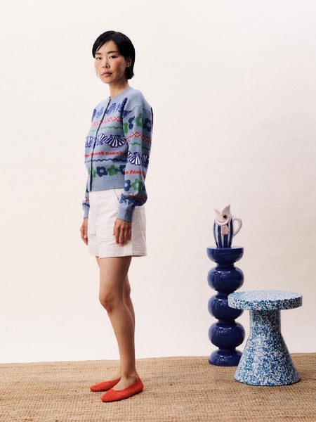 Blue Nautical Floral Cardigan by Frnch