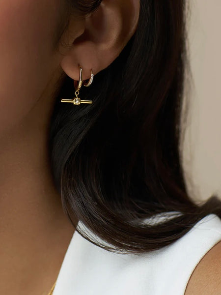 Crystal Detail T-Bar Earrings by Orelia