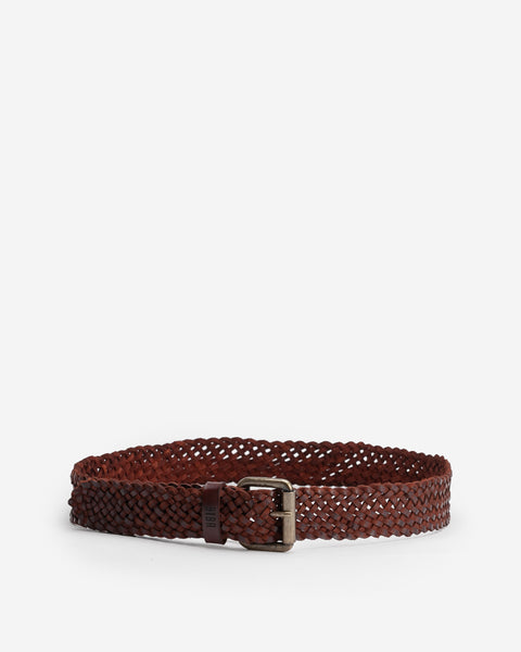 Dark Brown Braided Leather Belt by Biba