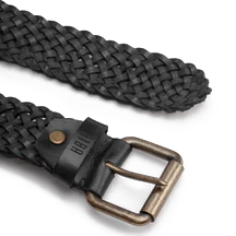 Black Braided Leather Belt by Biba
